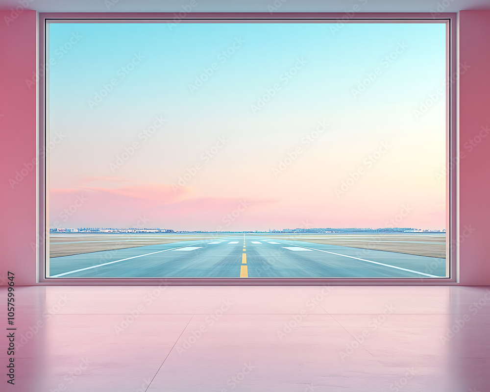Fototapeta premium Serene View of Airplane Runway at Dusk