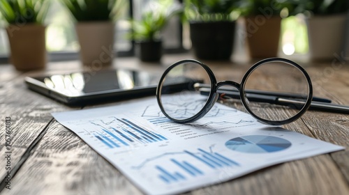 Wallpaper Mural Eyeglasses on Report with Graphs and Analysis Torontodigital.ca