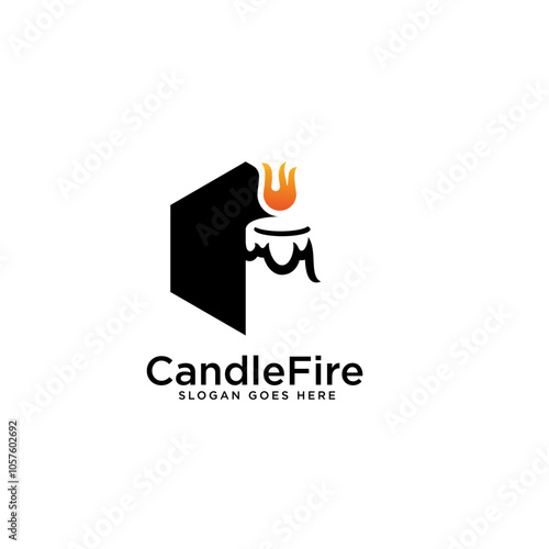 Fire candle logo design vector