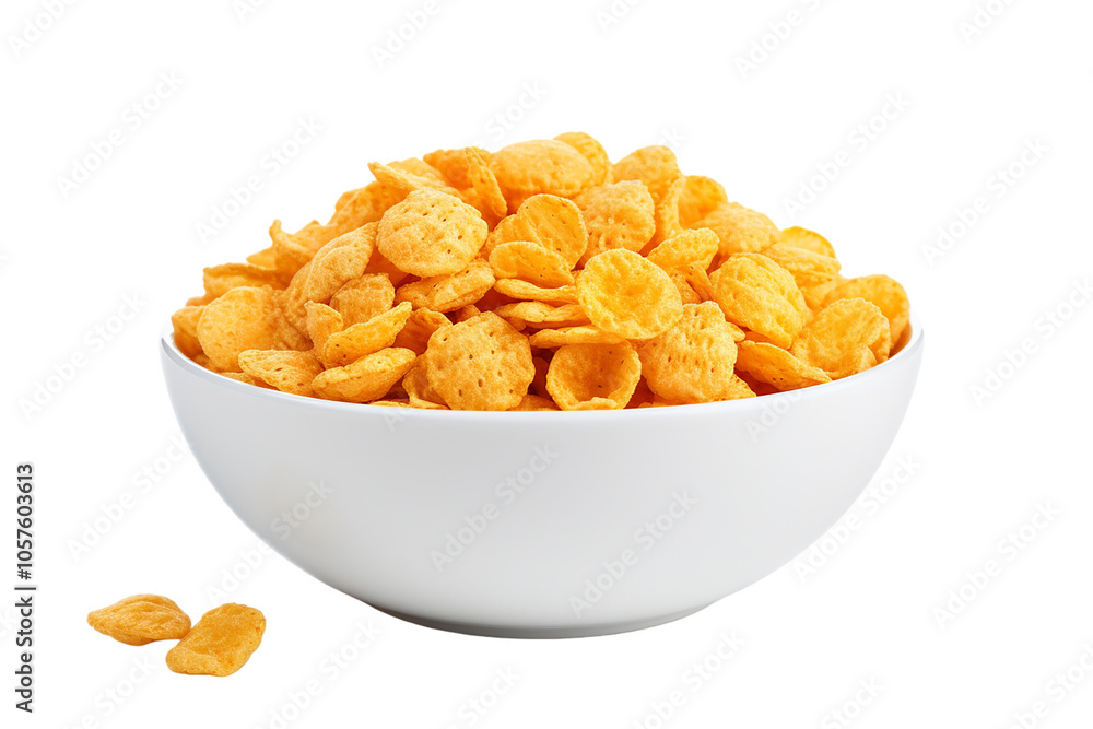 Delicious Cornflakes In A Bowl On A White Background Delicious Cornflakes In A Bowl On A White Background