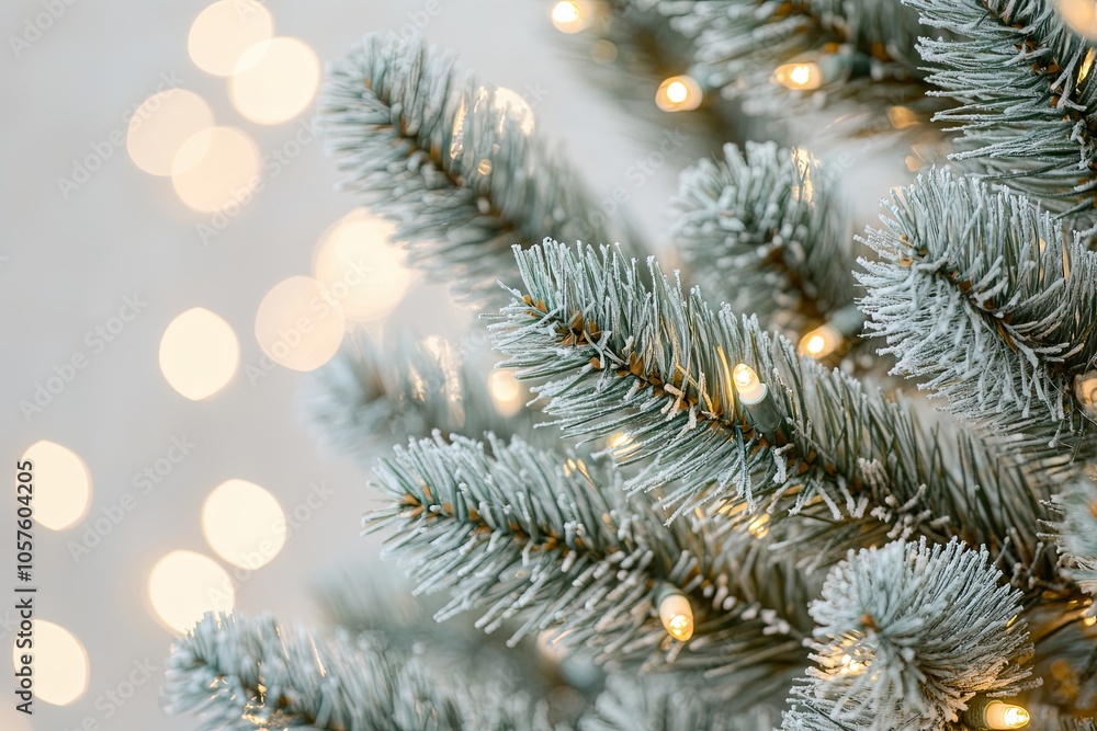 Spruce branches with small lights, bokeh. Winter, Christmas or New Year background, banner, wallpaper Spruce branches with small lights, bokeh. Winter, Christmas or New Year background, banner, wallpaper