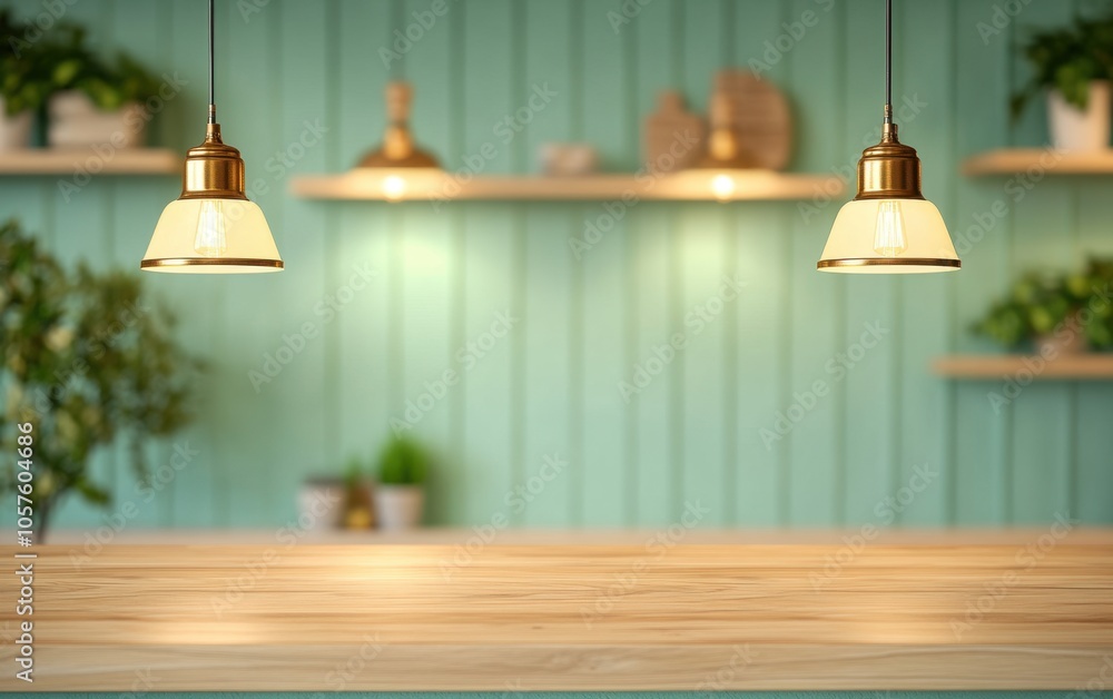 Obraz premium Two light fixtures hanging from the ceiling. One is on the left and the other is on the right