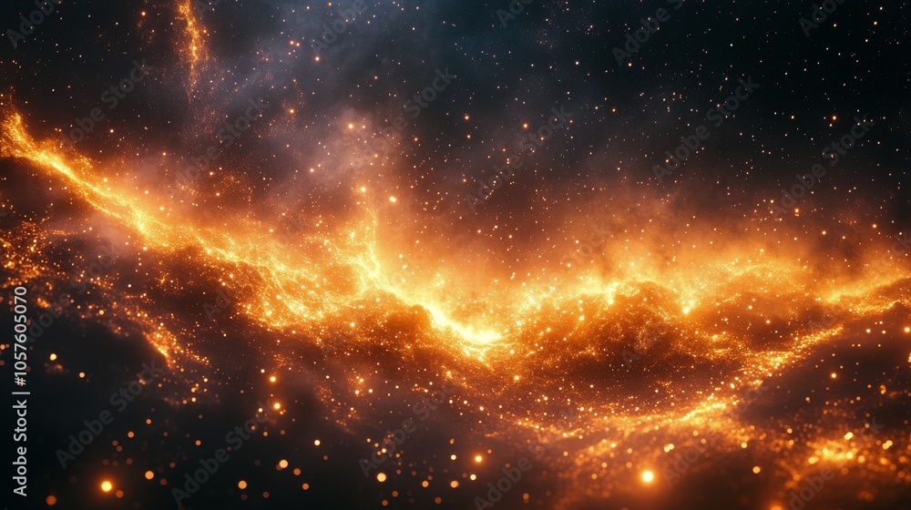 Intricate cosmic clouds illuminated by starlight in a distant galaxy captured at night Intricate cosmic clouds illuminated by starlight in a distant galaxy captured at night