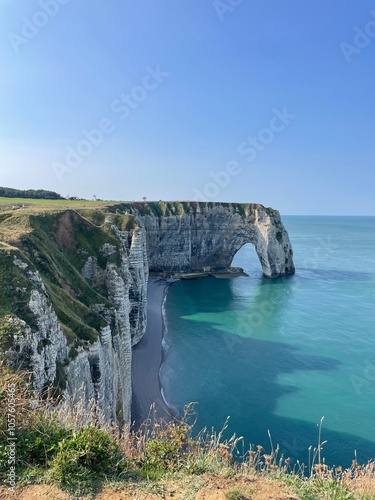 Huge rocks by the sea in Normandy