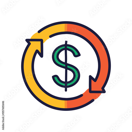 Cash flow cycle. Financial growth, money cycle, continuous income stream. Represents wealth and prosperity.