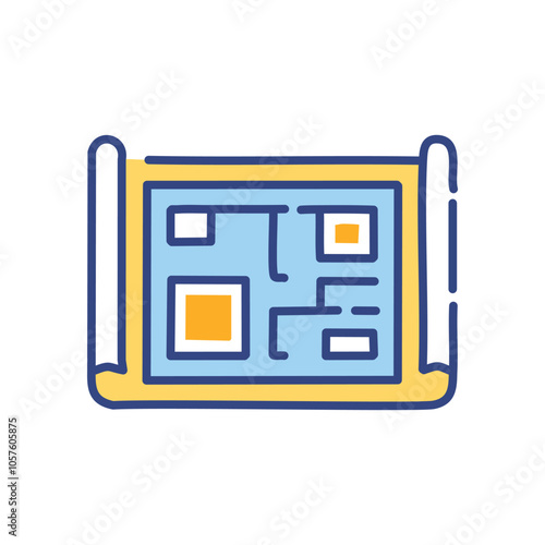 House plan blueprint design. Home building project layout.  Illustrates architectural planning and design process.