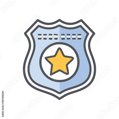 Police badge icon. Sheriff star emblem;  symbolizes law, order, protection, and security.