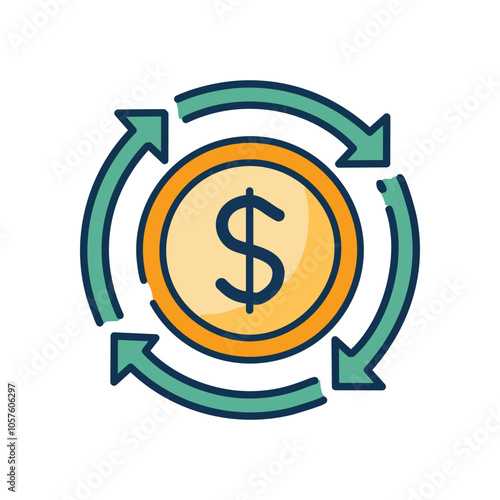 Money cycle flow. Financial growth,  wealth,  currency circulation concept.  Illustrates continuous income.