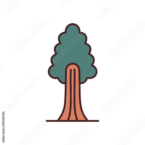 Redwood tree icon. Majestic redwood, symbolizing strength, longevity, and nature's resilience.  A powerful image of growth.