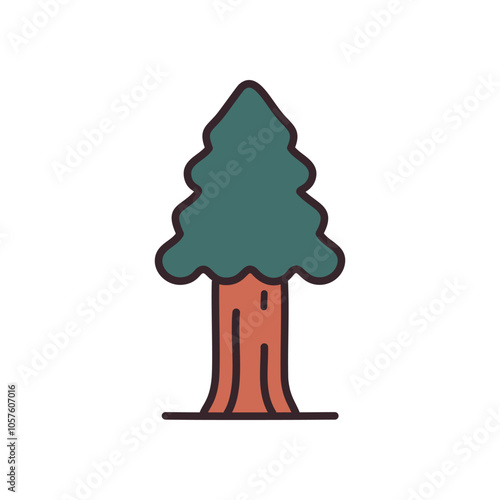 Evergreen tree icon. Simple evergreen tree illustration; symbolizes nature, growth, strength