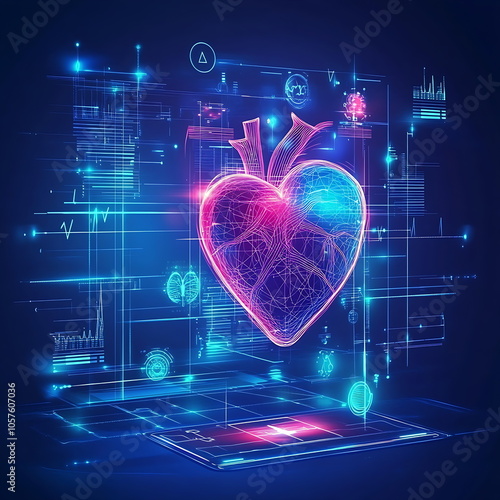 heartbeat health care science icon medical innovation concept, Generative AI photo