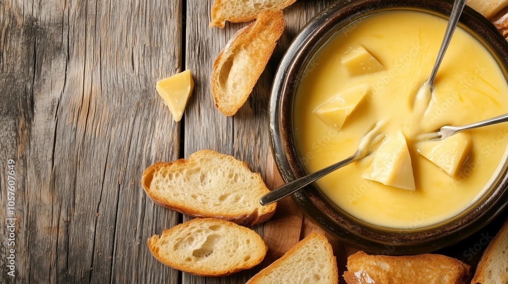 Bowl of yellow soup with bread crumbs on the table Bowl of yellow soup with bread crumbs on the table