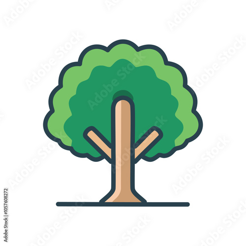 Lush green tree icon. Simple tree illustration, symbolizing growth, nature, and environmental protection.