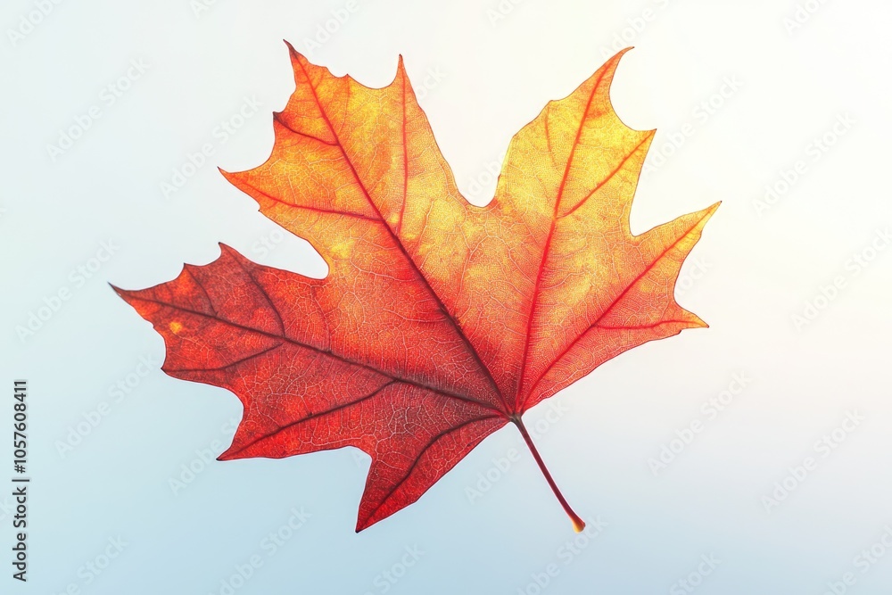 Autumn Maple leaf. colorful Autumn red maple leaf backlite on white background.