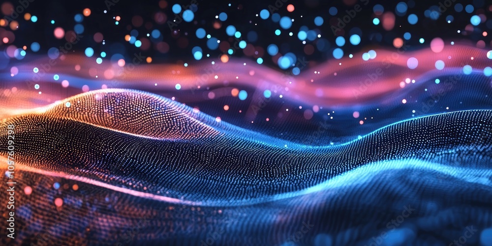 Fototapeta premium An abstract technology image with colorful waves and digital effects.