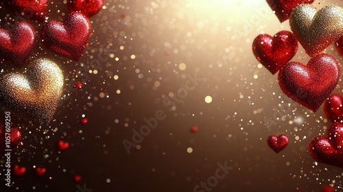 Shopping cart filled with red gift boxes and hearts in a cozy holiday themed ...