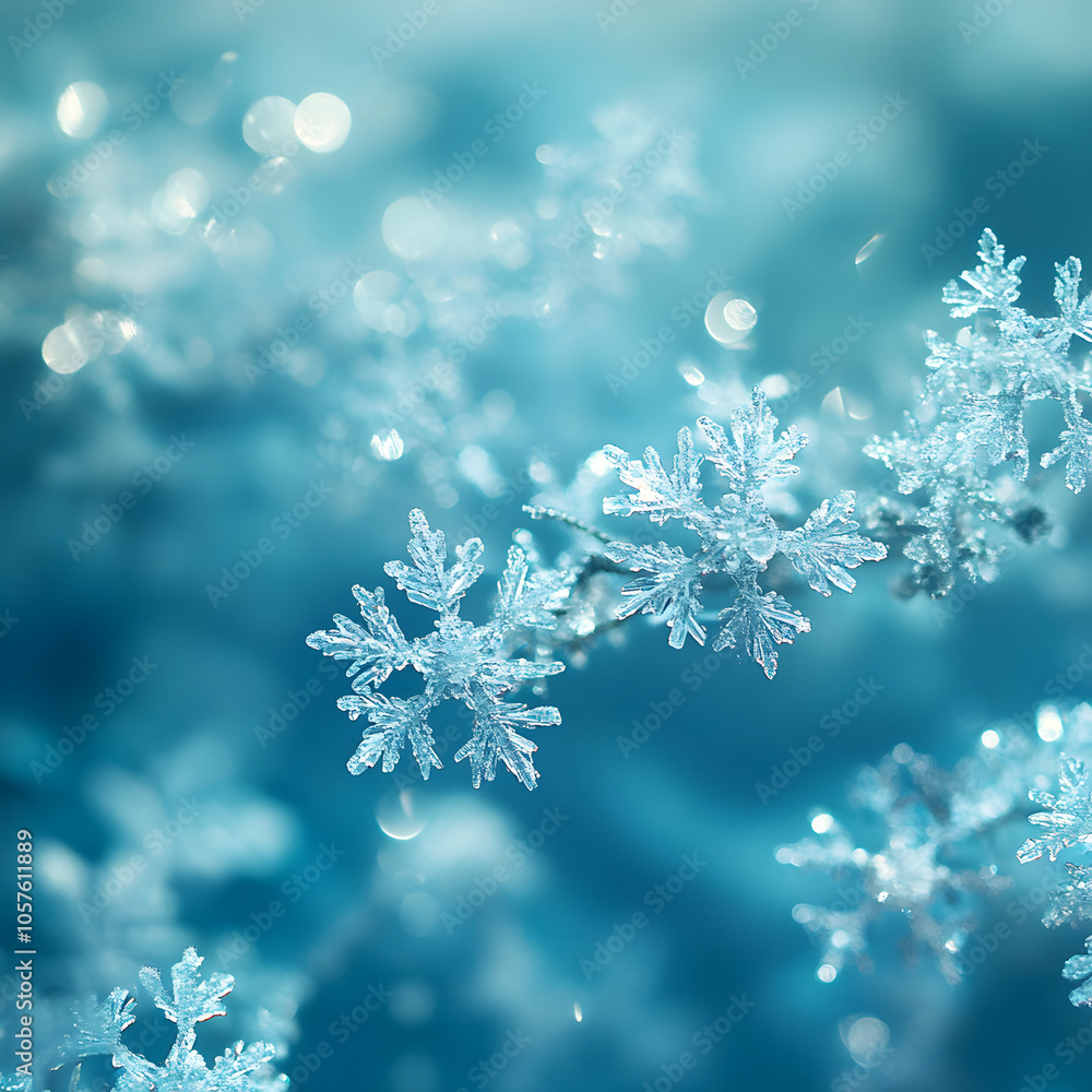 Frosty Crystalline Background with Delicate Snowflakes on a Winter Day Frosty Crystalline Background with Delicate Snowflakes on a Winter Day