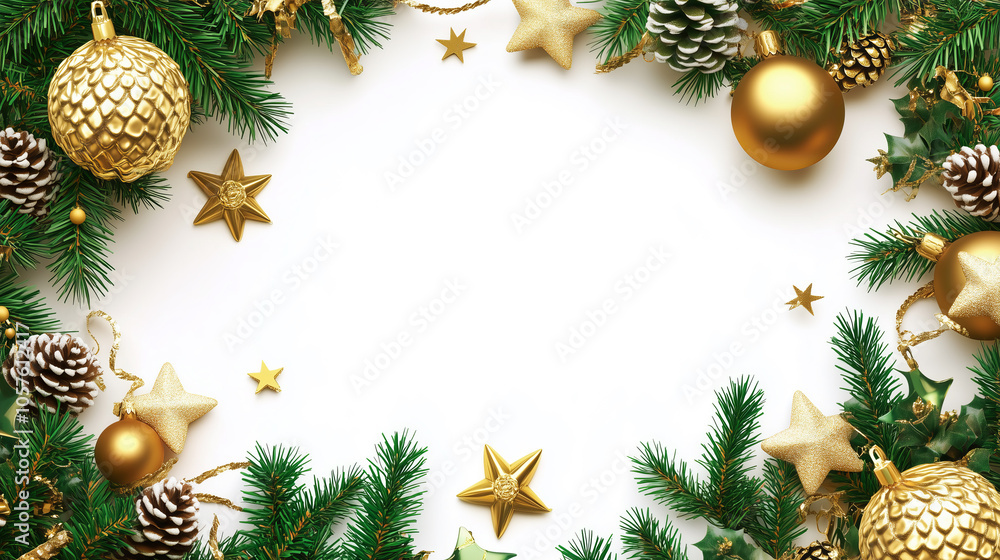 Christmas frame with fir branches and cones Christmas frame with fir branches and cones