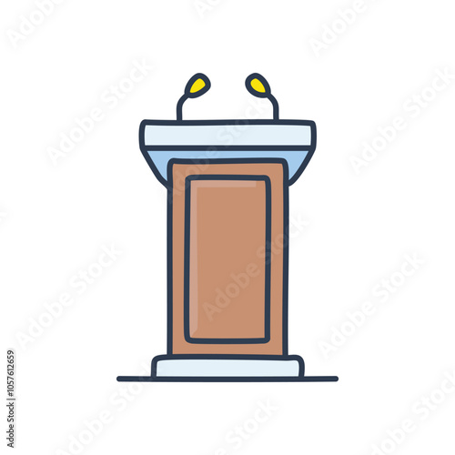 Podium speaker stand. Presentation platform; public speaking, announcements,  lectures,  conferences symbol.