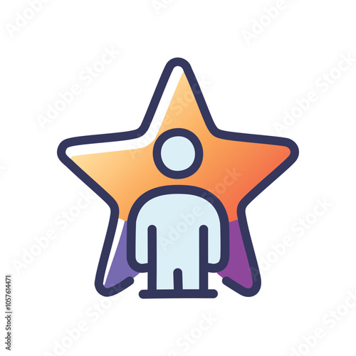 Star person achievement icon. Success symbol, celebrating top performer, award winner,  excellence concept.