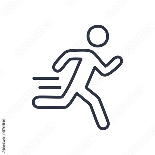 Running speed icon. Fast runner symbol; depicts quickness, agility, and rapid movement.  Ideal for speed, urgency concepts.