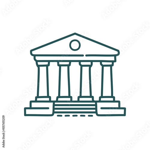 Classic building icon. Elegant temple illustration, symbolizing authority, justice, and wisdom.  Ideal for legal, government, or educational contexts.