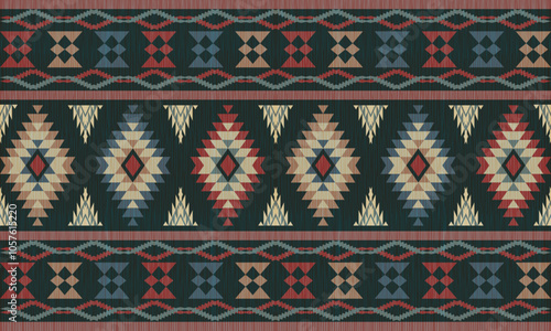 Navajo tribal vector seamless pattern. Native American ornament. Ethnic South Western decor style. Boho geometric ornament. Vector seamless pattern. Mexican blanket, rug. Woven carpet illustration