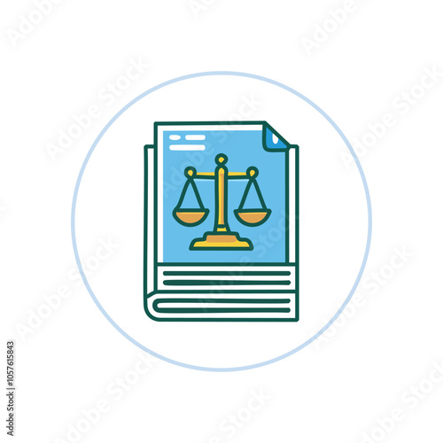 Law book justice scales. Legal guide, fairness symbol.  Represents balance, equity, and the pursuit of justice.