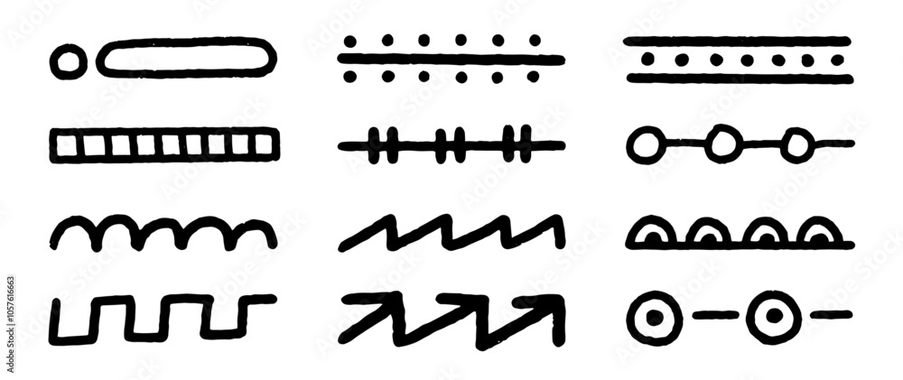 Fototapeta premium 手書きの飾り罫。ボーダーやフレーム用のベクターイラスト。ペンで書いた模様。