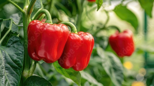 Red Big Chillies Red Sweet Bell Pepper Good For Health Growing In Glass Greenhouse Bio Farming Big Sweet Pepper At Home Gardening Big Ripe Sweet Bell Peppers Red Paprika