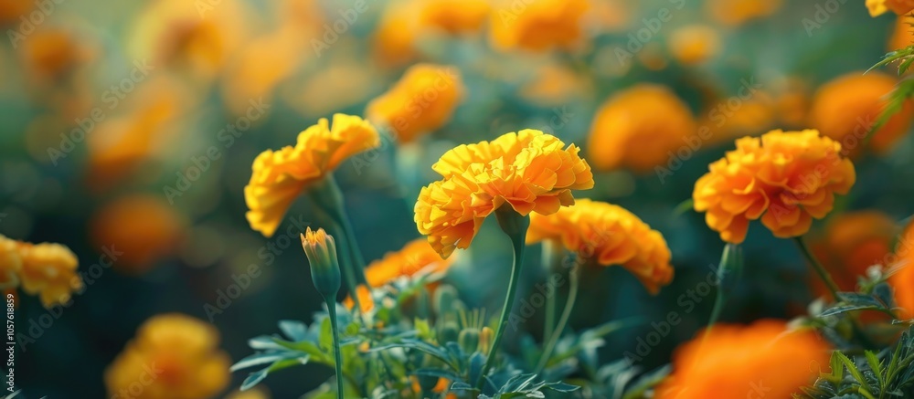 Marigold Flower In The Garden Close Up Marigold Flower In The Garden Close Up