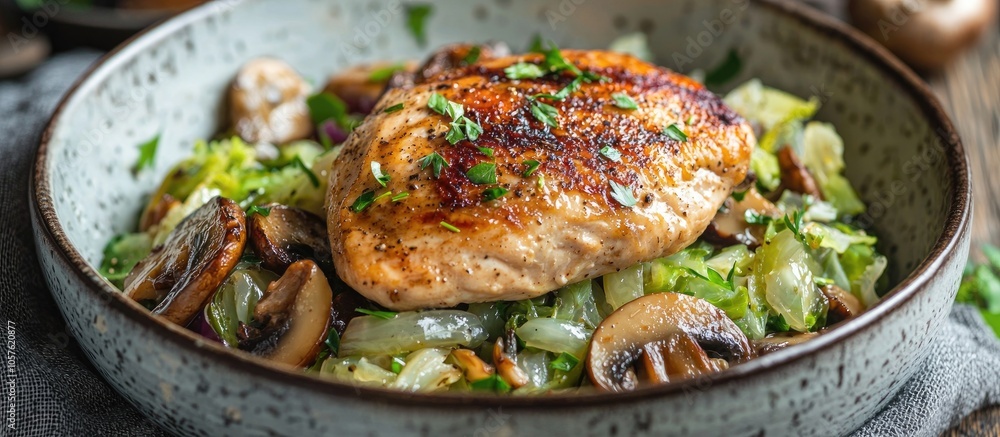 Chicken Breast With Savoy Cabbage And Mushroom Chicken Breast With Savoy Cabbage And Mushroom