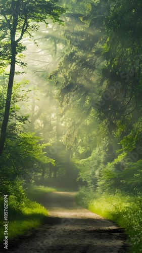 Tranquil Forest Path with Lush Greenery Mobile Wallpaper