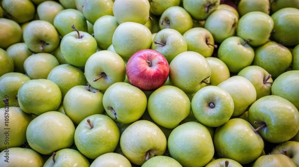 Neatly arranged green apples filling the entire frame Neatly arranged green apples filling the entire frame