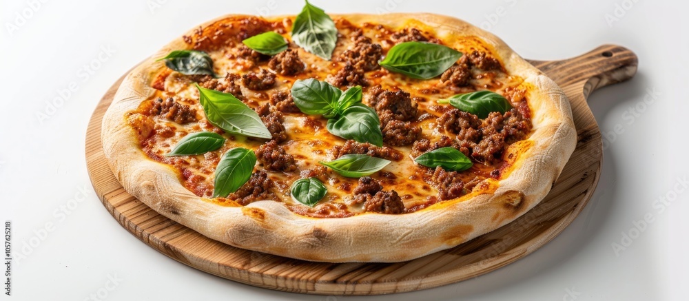 Pizza Bolognese On A White Background Pizza Bolognese On A White Background