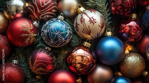 Collection of festive ornaments for the holiday season Seasonal celebration theme with room for your text