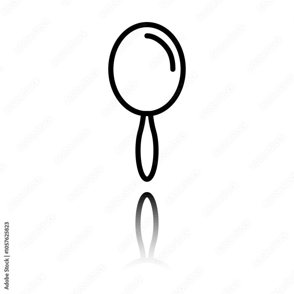 Mirror simple icon. Flat design. Black icon with mirror reflection. White background Mirror simple icon. Flat design. Black icon with mirror reflection. White background