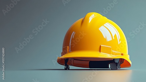 Bright yellow hard hat resting on a flat surface in an indoor setting during ...