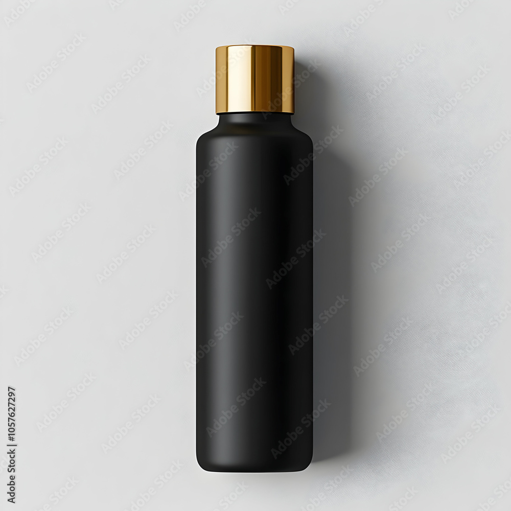 Sleek Matte Black Minimalist Shampoo Bottle with Gold Accents on a Neutral Background Sleek Matte Black Minimalist Shampoo Bottle with Gold Accents on a Neutral Background