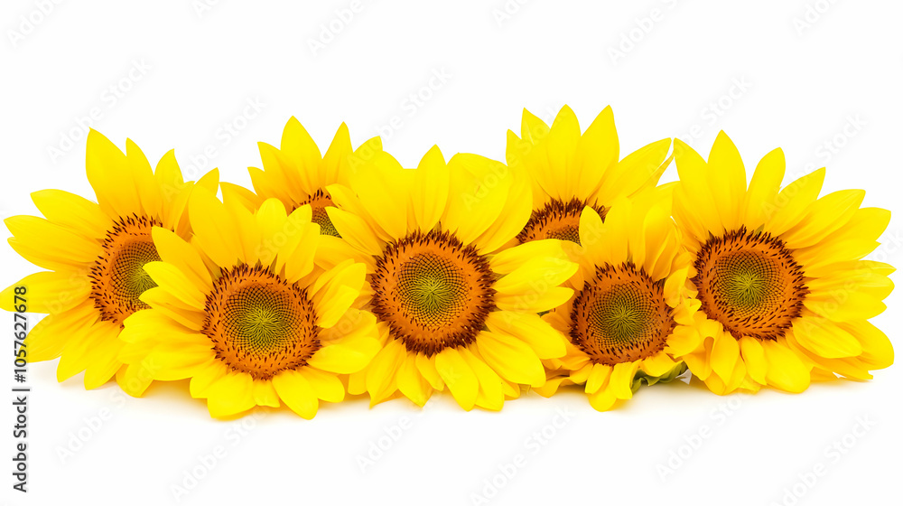 Obraz premium A vibrant arrangement of sunflowers showcasing their bright yellow petals and textured centers.