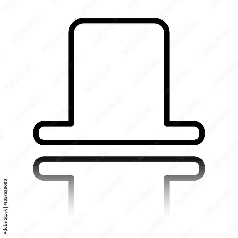 Hat simple icon. Flat design. Black icon with mirror reflection. White background Hat simple icon. Flat design. Black icon with mirror reflection. White background