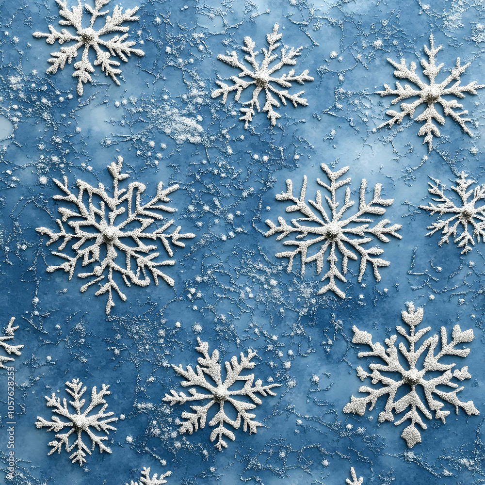 Soft Blue Winter Background with Intricate Snowflake Patterns and Gentle Texture Soft Blue Winter Background with Intricate Snowflake Patterns and Gentle Texture