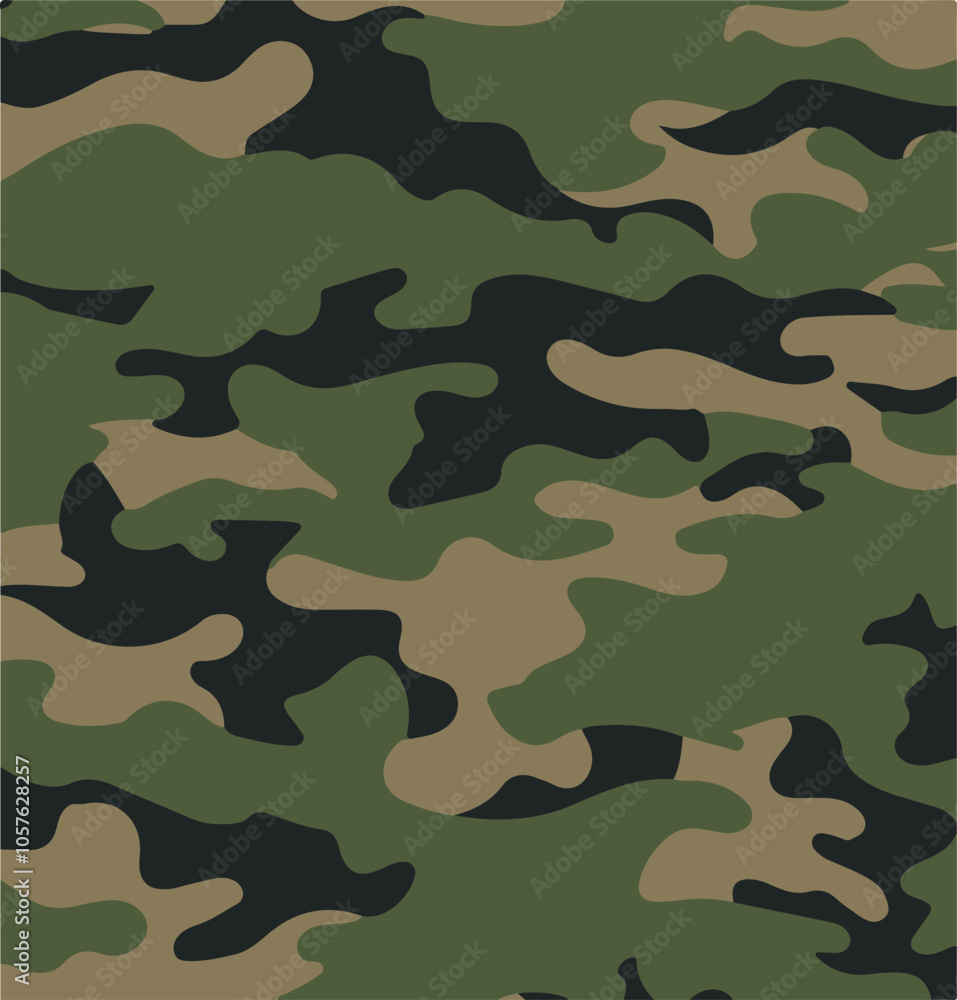 Fototapeta premium Modern camouflage background vector seamless print, repeat texture, army classic pattern 