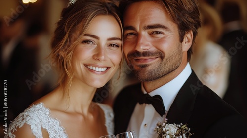 Romantic couple shares a close moment with champagne in an elegant black and ...