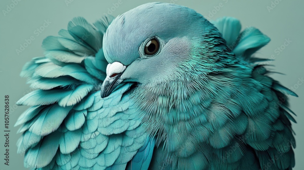 Fototapeta premium Elegant green turquoise feathered pigeon