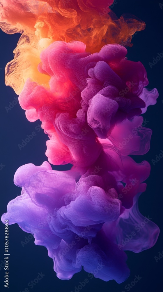 Obraz premium Colorful swirls of ink floating against a dark blue background .