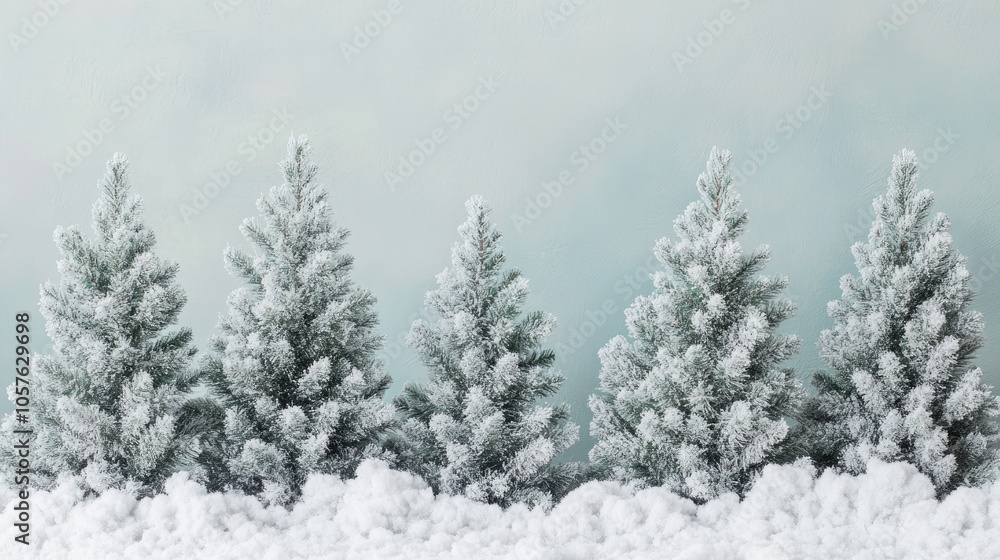 Snowy fir trees create a festive Christmas backdrop Snowy fir trees create a festive Christmas backdrop