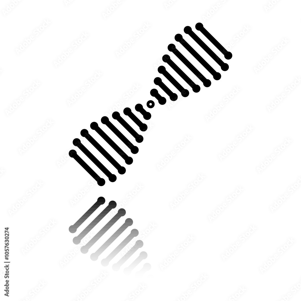 DNA simple icon vector. Flat design. Black icon with mirror reflection. White background DNA simple icon vector. Flat design. Black icon with mirror reflection. White background
