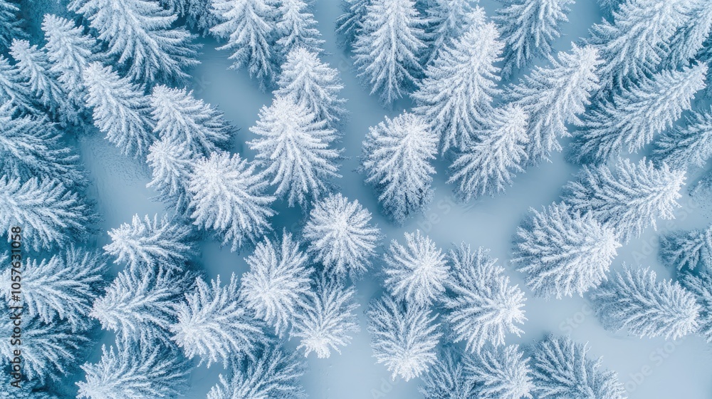 Aerial perspective of a snow covered pine and spruce forest Aerial perspective of a snow covered pine and spruce forest