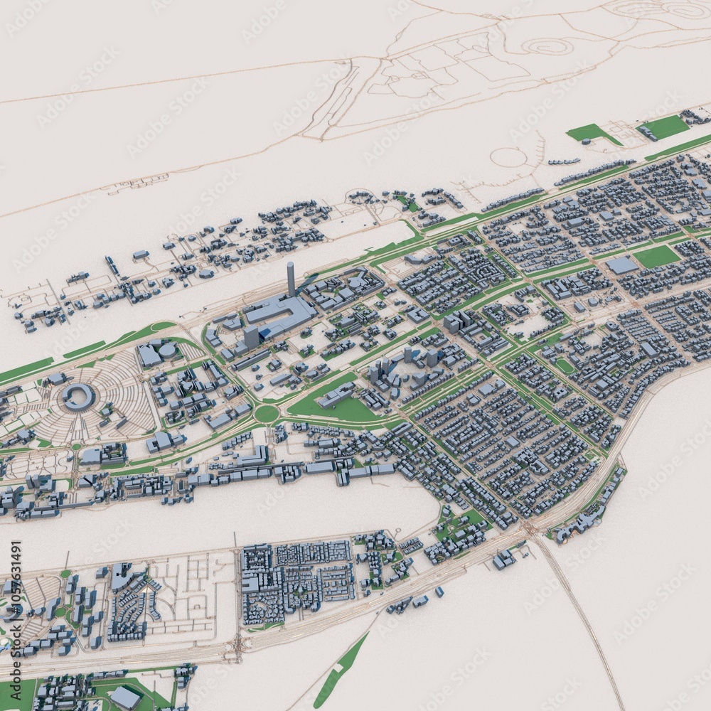 Obraz premium Abu Dhabi City United Arab Emirates Map, 3D Rendering